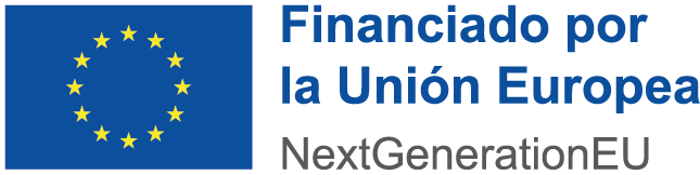 Logo de la Unión Europea con el texto "Financiado por la Unión Europea" y "NextGenerationEU", representando el apoyo financiero y los esfuerzos de recuperación en Europa.